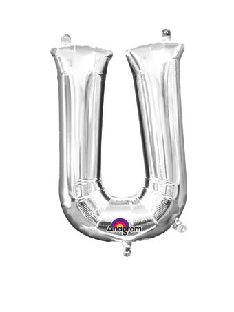 16" Mini Silver Letter U Balloon Self Sealing #33052