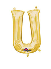 16" Mini Gold Letter U Balloon Self Sealing #33053