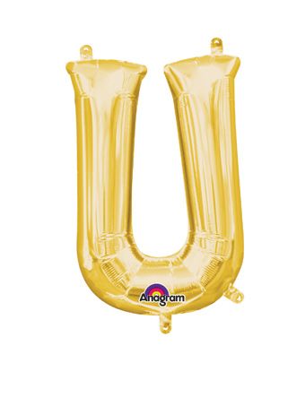16" Mini Gold Letter U Balloon Self Sealing #33053