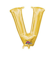 16" Mini Gold Letter V Balloon Self Sealing #33055