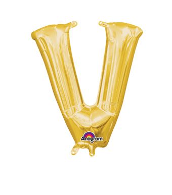 16" Mini Gold Letter V Balloon Self Sealing #33055