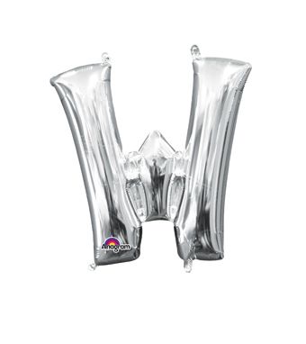 16" Mini Silver Letter W Balloon Self Sealing #33056