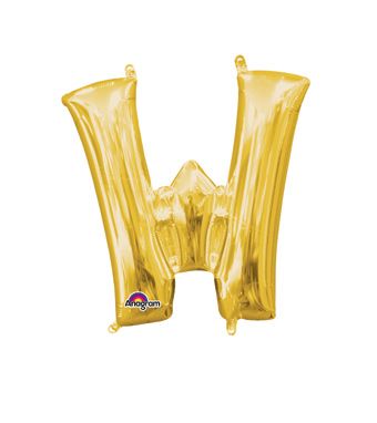 16" Mini Gold Letter W Balloon Self Sealing #33057