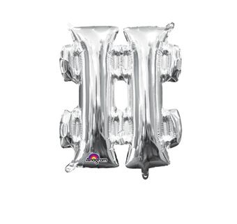 16" HASH TAG # Balloon Silver Air Fill ONLY Foil Balloon 1ct #33066