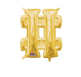 16" Gold # HASH TAG Balloon Air Fill Foil Balloon 1ct #33067