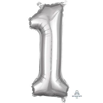 16" Mini Silver # 1 Balloon Air Fill Only #33076