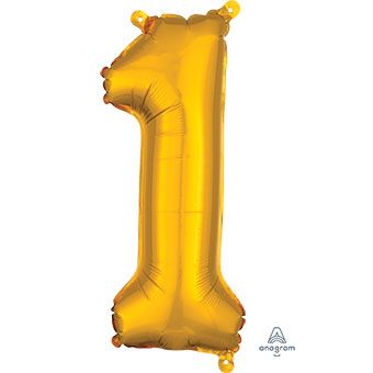 16" Mini Gold # 1 Balloon Air Fill Only #33077