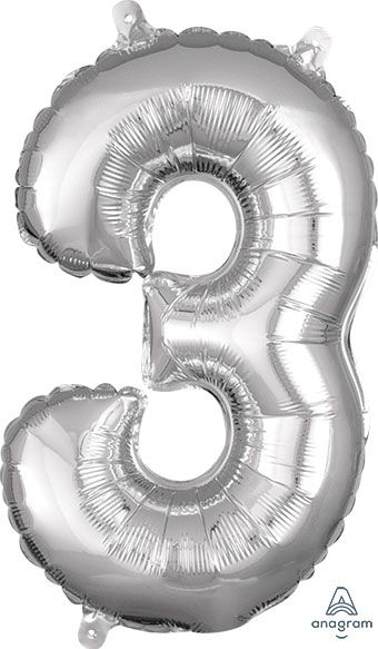 16" Mini Silver # 3 Balloon Air Fill Only