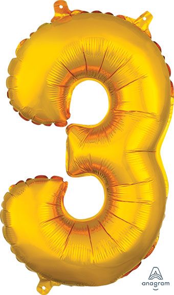 16" Mini Gold # 3 Balloon Air Fill Only