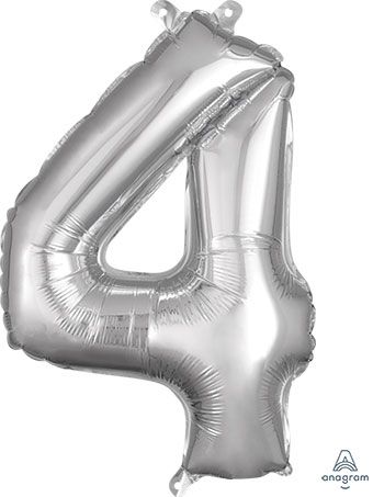 16" Mini Silver # 4 Balloon Air Fill Only