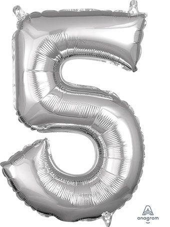 16" Mini Silver # 5 Balloon Air Fill Only #33084