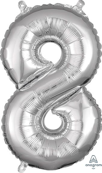 16" Mini Silver # 8 Balloon Air Fill Only