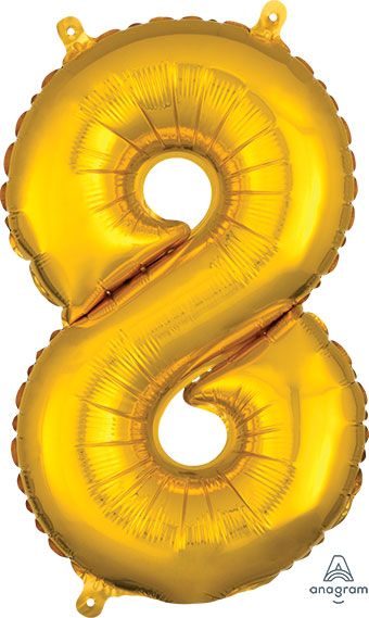 16" Mini Gold # 8 Balloon Air Fill Only #33091