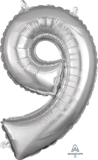 16" Mini Silver # 9 Balloon Air Fill Only