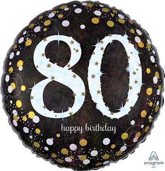 80th Sparkling Birthday Foil Balloons 1ct #33742