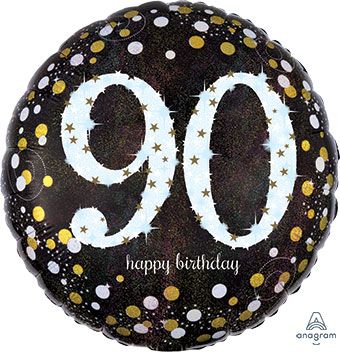 90th Birthday Holographic Foil Balloons 1ct #33743
