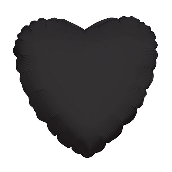 18" Metallic Black Heart Foil Balloon (5 PACK) #34107