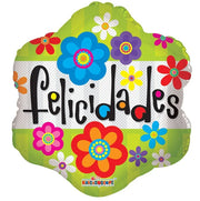 9" Spanish Felicidades Flores Air Fill Only Foil Balloons (5 Pack) #34214-09