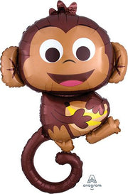 36" Large Shape Happy Monkey With Bananas Helium Foil Balloon 1ct #34573