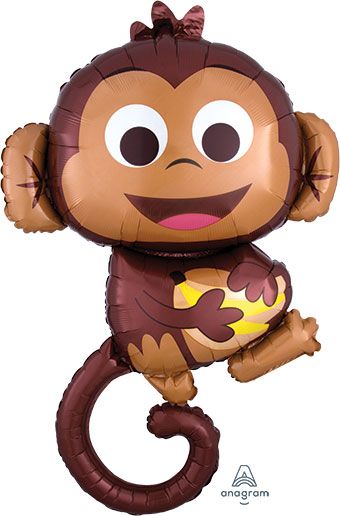 36" Large Shape Happy Monkey With Bananas Helium Foil Balloon 1ct #34573