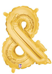 16" Gold Ampersand & Shape AIR FILL ONLY Balloon #33069