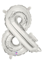 16" Silver Ampersand & Shape AIR FILL ONLY Balloon Silver #33068