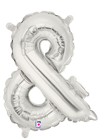 16" Silver Ampersand & Shape AIR FILL ONLY Balloon Silver #33068