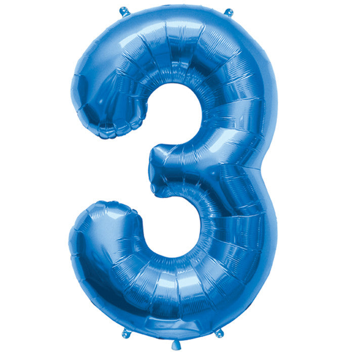 34" Large Blue # 3 Balloon #19665