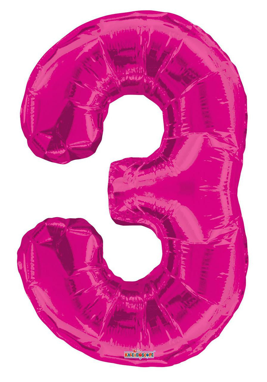 34" Large Magenta # 3 Balloon 1ct #19675