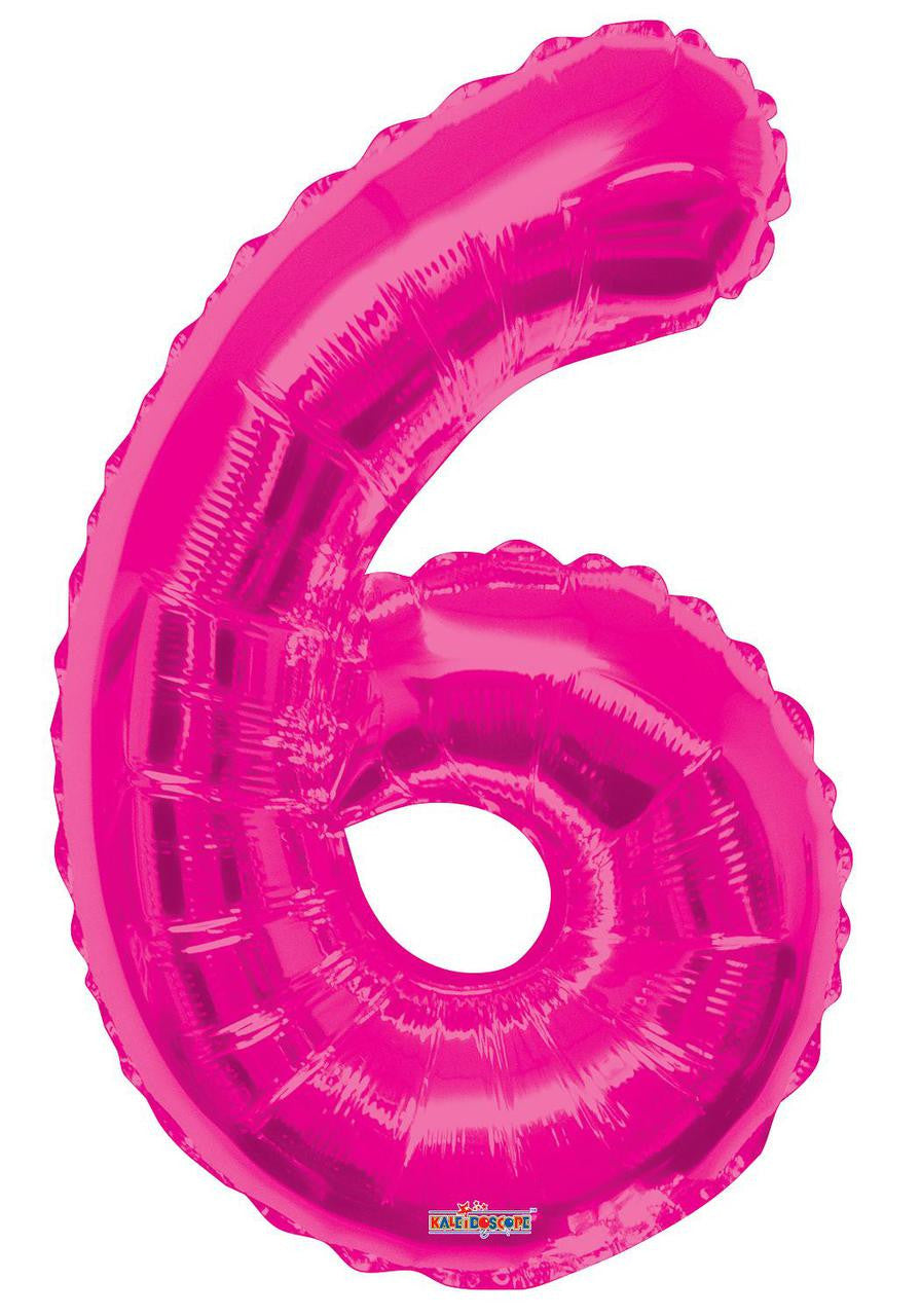 34" Large Magenta # 6 Balloon 1ct #19678