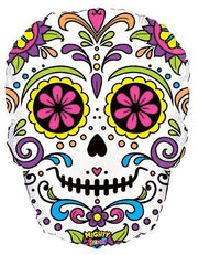 22" Large Shape Skull Mighty Bright Colors Helium Foil Balloon (1 PACK) #35183