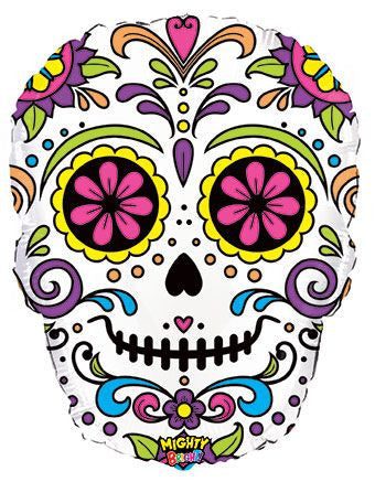 22" Large Shape Skull Mighty Bright Colors Helium Foil Balloon (1 PACK) #35183