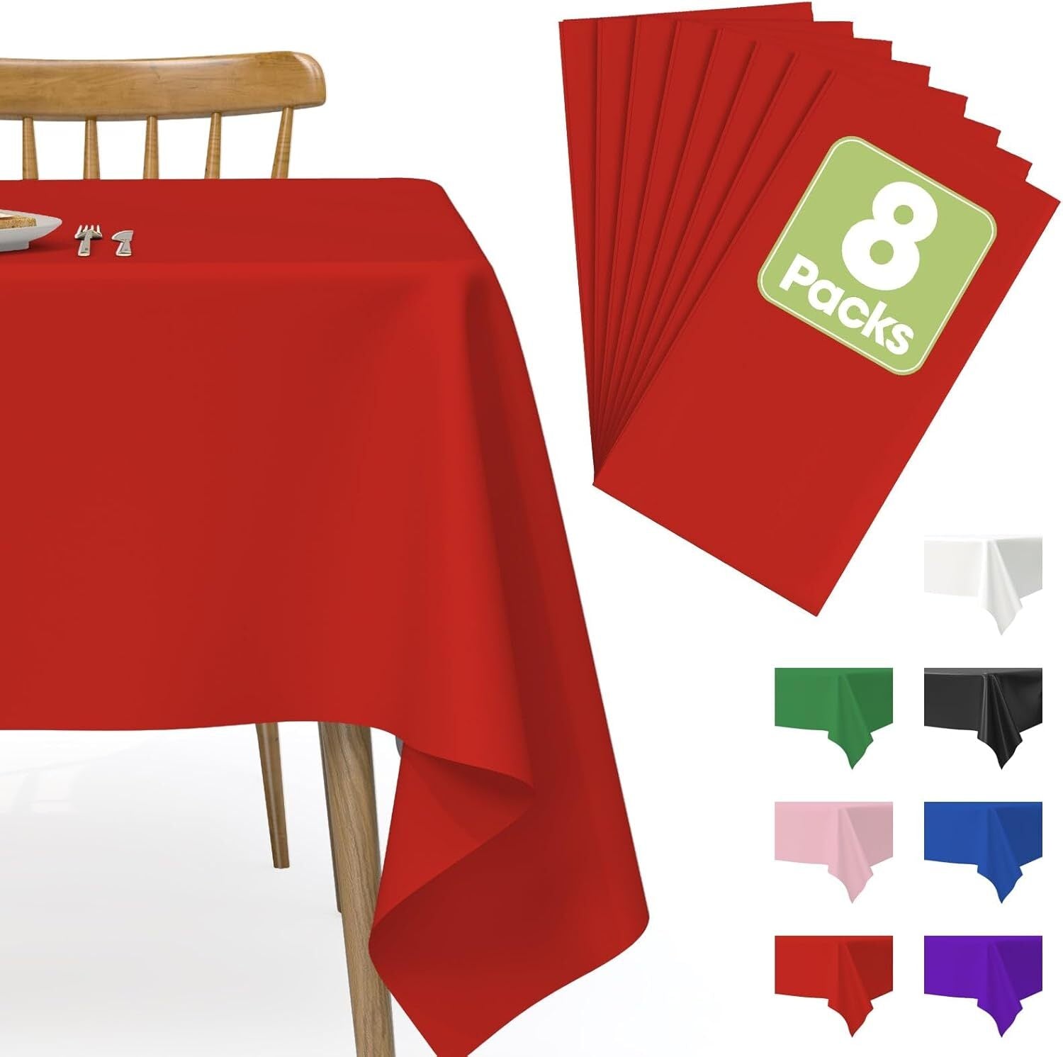 Table Cloth - 8 Packs Disposable Table Cloth for Retangle Table 54"X108"