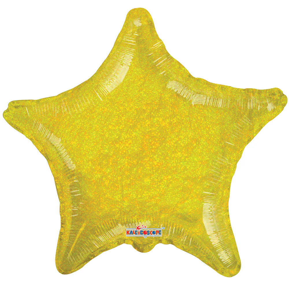 22" Holographic Dazzler Gold Star Helium Foil Balloon (5 Pack) #35246