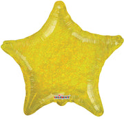 22" Holographic Dazzler Gold Star Helium Foil Balloon (5 Pack) #35246