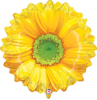 25" Yellow Daisy Shape Helium Foil Balloon (1 Pack) #35249