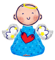 28" Blue Angel Boy Shape Helium Foil Balloon 1CT #35277