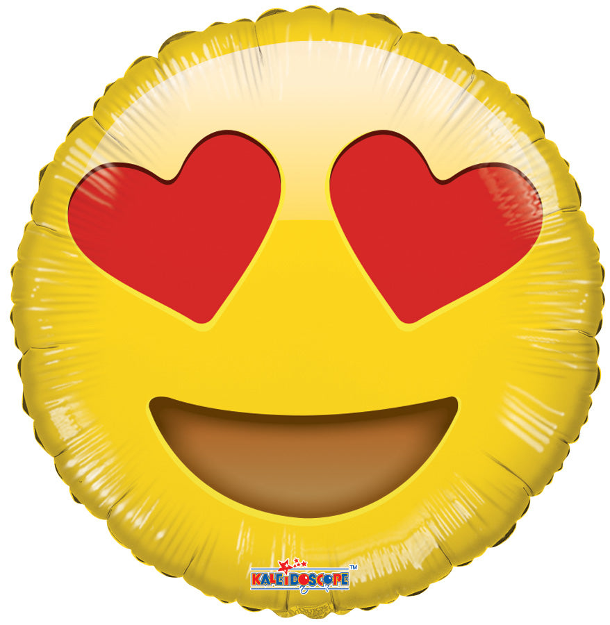 18" Heart Eyes Emoji Helium Foil Balloon (5 Pack) #35363
