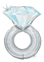 30" Engagement Ring Shape Silver Helium Foil Balloon #35366