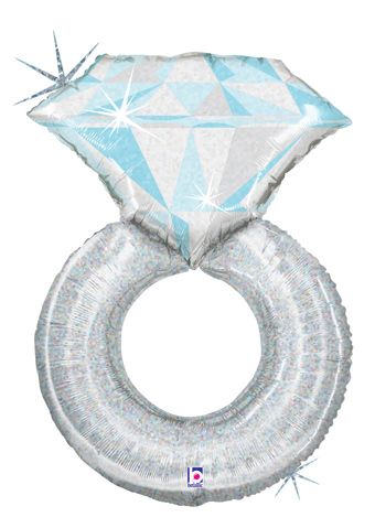 30" Engagement Ring Shape Silver Helium Foil Balloon #35366