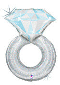 30" Engagement Ring Shape Silver Helium Foil Balloon #35366