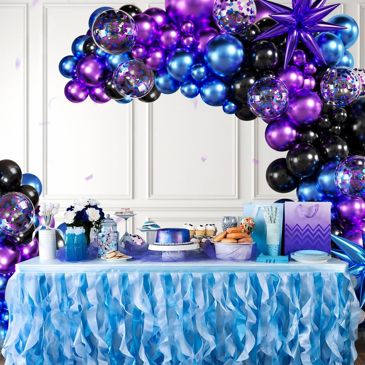 Black Purple Blue Balloon Arch Kit for Birthday Decorations