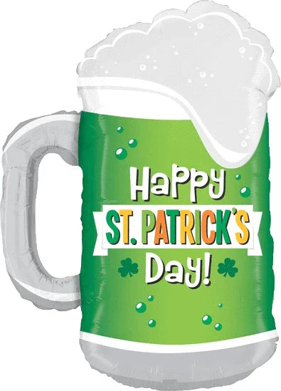 34" Happy St. Patrick's Day Green Mug Shape Helium Foil Balloon 1ct #35520