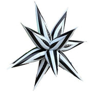 40" Star Burst Black & White Striped Pattern Large Foil Multi-Balloon #35600