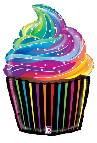 27" Rainbow Cupcake Helium Foil Balloon #35856