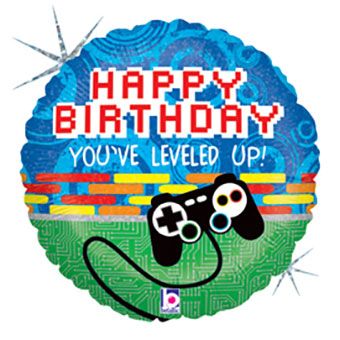18" Holographic Birthday Level Up! Helium Foil Balloon (5 PK) #36020