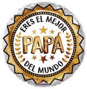18" Spanish Father's Day Eres EL Mejor Papa' Del Mundo Helium Foil Balloons (5 Pack)#36172