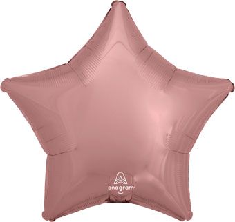 19" Rose Gold Star Shape Helium Foil Balloons 5 Pack #36187