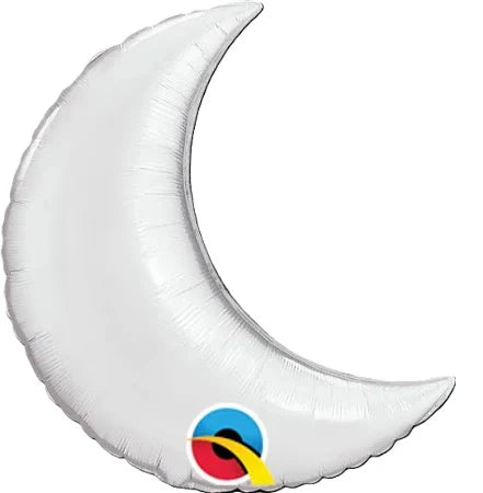 35" Qualatex Crescent Moon Silver Shape Foil Balloon 1ct #36531