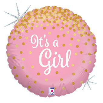 18" Baby Girl Glittering Helium Foil Balloon 1ct #36586